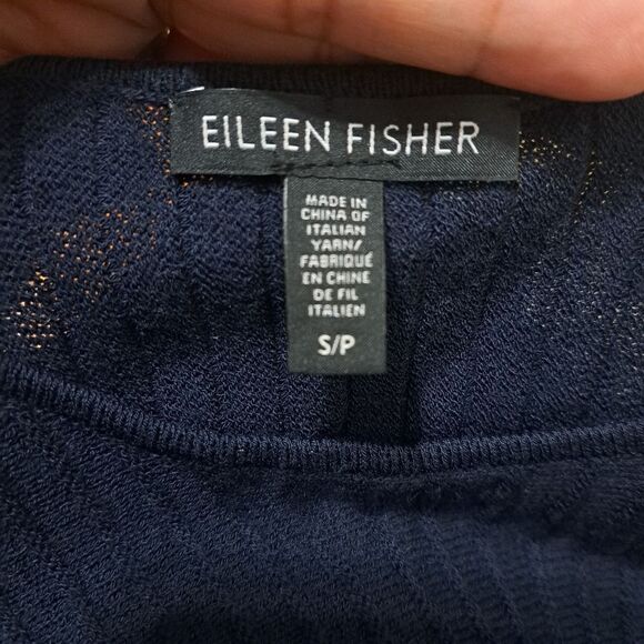 Eileen Fisher Washable Wool Scoop Neck Knit Dress Small Petite Dark Navy/Black - Picture 14 of 14